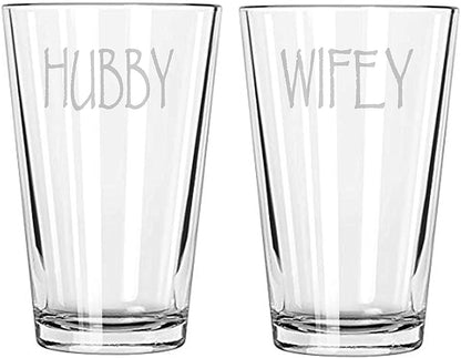 Alankathy Mugs Wifey Hubby  Beer Glass