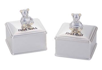 Silver Plated First Tooth and First Curl Keepsake Boxes