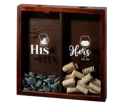 His and Hers Bottle Cap and Cork Shadow Box