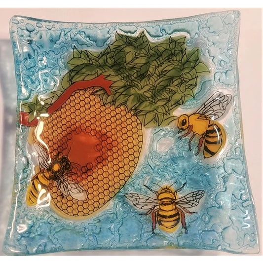 Bees Small Glass Dish