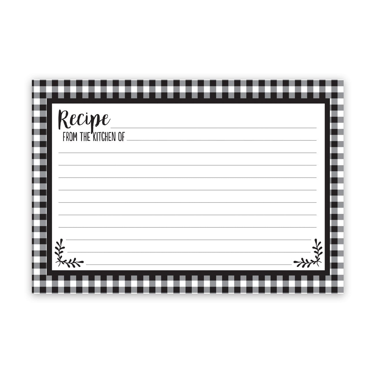 Black and White Check Recipe Cards