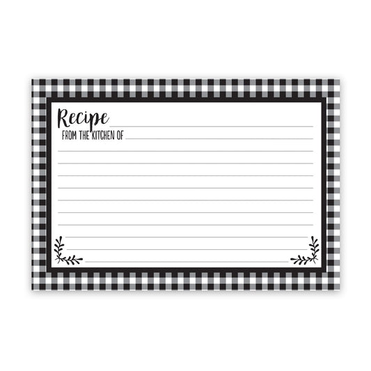 Black and White Check Recipe Cards