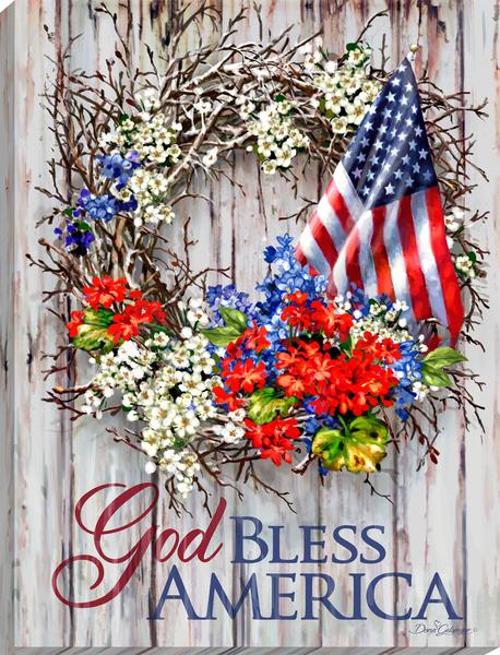 God Bless America Lighted Tabletop Canvas