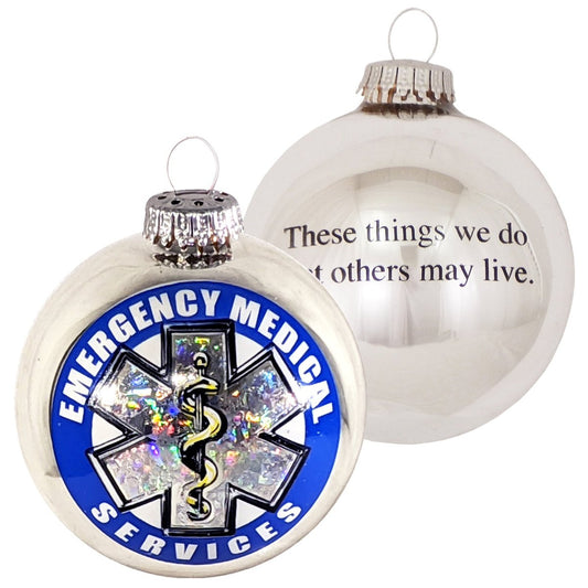 3 1/4" (80mm) First Responders EMS Emergency Medical Services Glass Ornaments with Seal