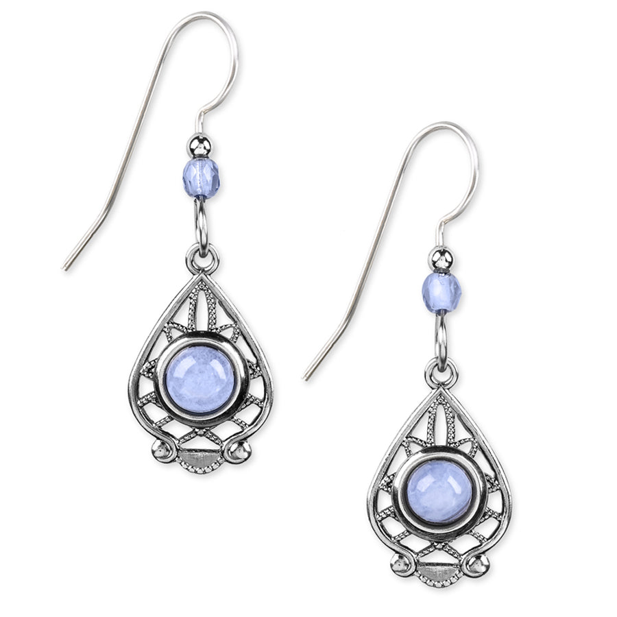 Silver Forest Blue Lace Agate Drop Earrings