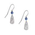 Silver Forest Teardrop and Blue Bead Earrings