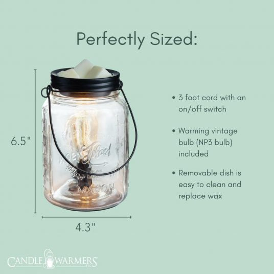 Glass Mason Jar Vintage Bulb Illumination Fragrance Warmer