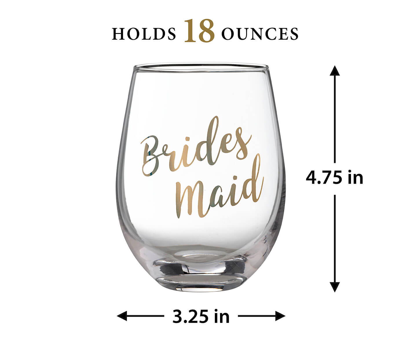 Gold Bridesmaid Stemless Wine Glass