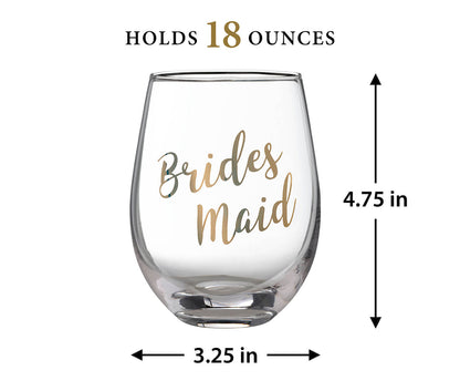 Gold Bridesmaid Stemless Wine Glass