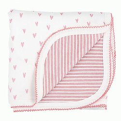 Reversible Blanket - Pink Heart Stripe