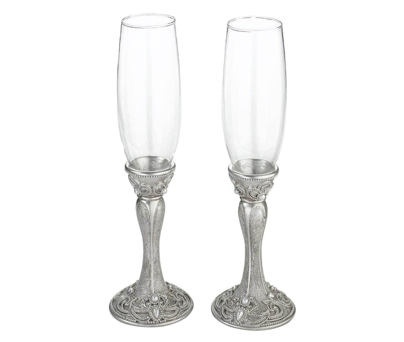 Elegant Silver Jeweled Toasting Glasses