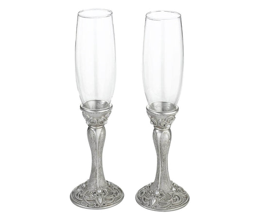 Elegant Silver Jeweled Toasting Glasses