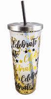 Celebrate Glitter Cup W/straw