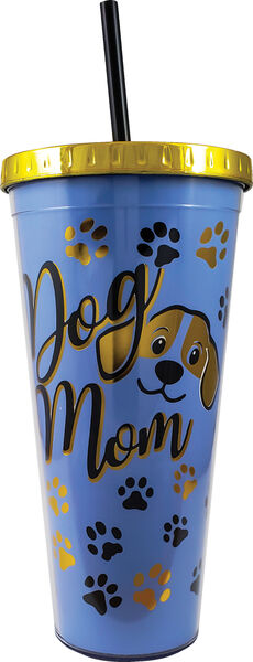 Dog Mom Foil Cup with Straw