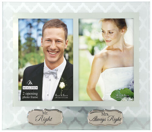 Mr Right Mrs Always Right Glass Wedding Frame