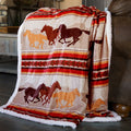 Wrangler Running Horse Country Sherpa Throw Blanket JW196