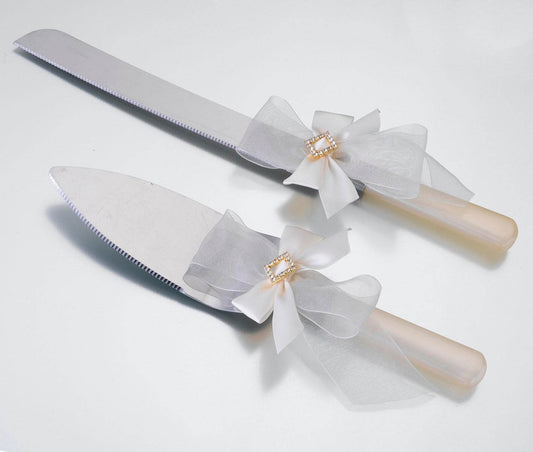 Ivory Diamond Bow Knife & Server Set