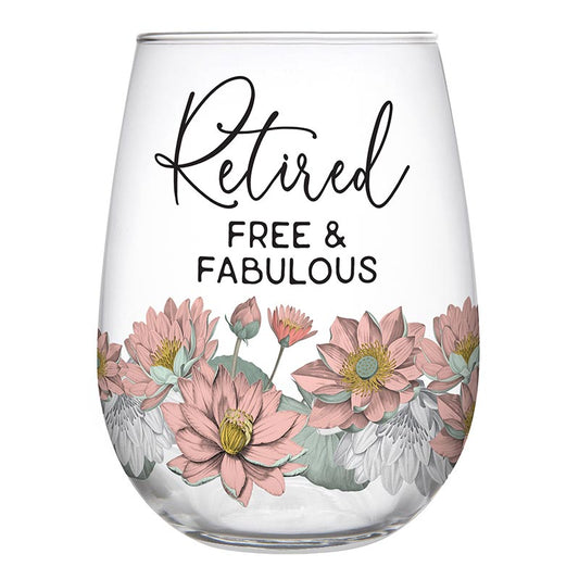 Retired Free and Fabulous Stemless Wine Glass
