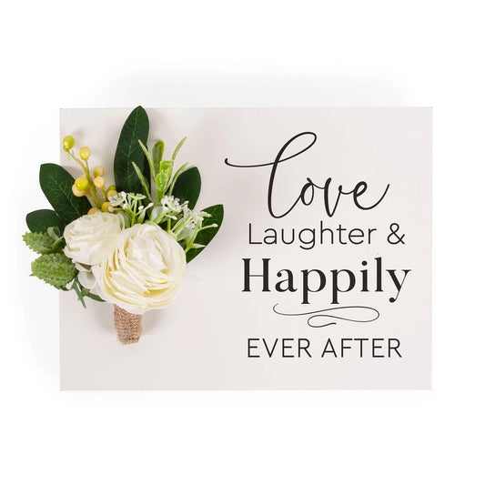 Love Laughter And Happily Ever After Ornate Word Block