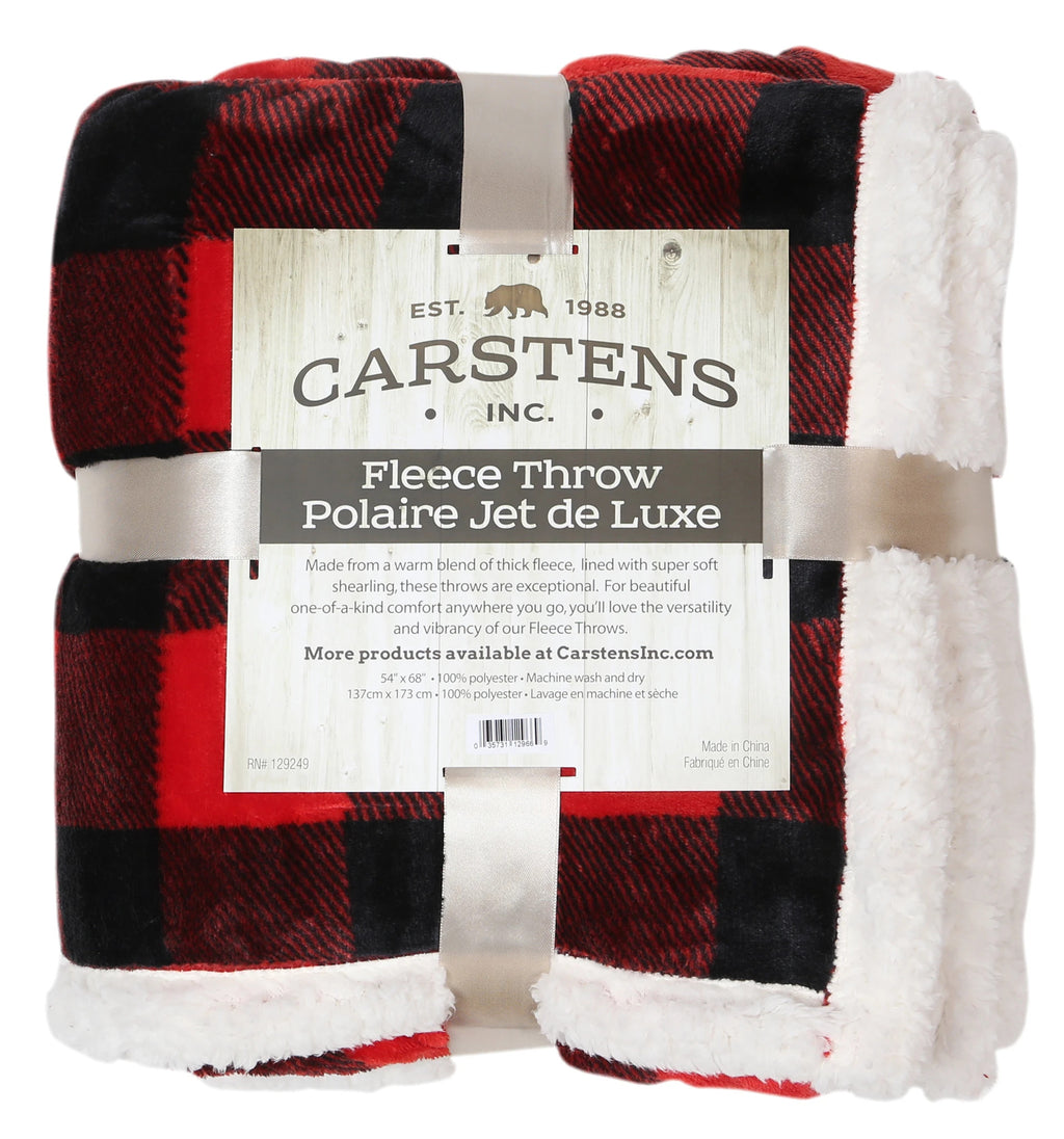Lumberjack Plaid Sherpa Plush Throw Blanket (Red) JP527