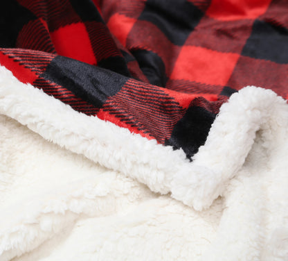 Lumberjack Plaid Sherpa Plush Throw Blanket (Red) JP527