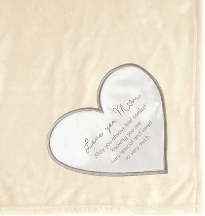 Love You Mom Royal Plush Blanket Cream