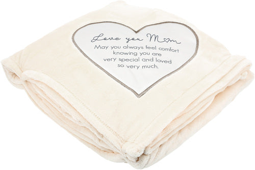 Love You Mom Royal Plush Blanket Cream