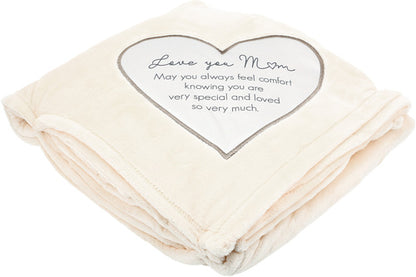 Love You Mom Royal Plush Blanket Cream