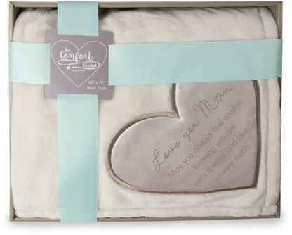 Love You Mom Royal Plush Blanket Cream