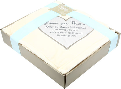 Love You Mom Royal Plush Blanket Cream