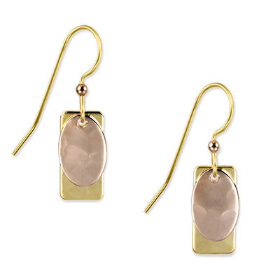 Silver Forest Gold Circle on Rectangle Earrings