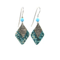 Silver Forest Teal and Diamond Duo Earrings
