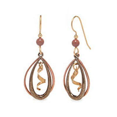 Silver Forest Bronze and Copper Open Tear Duo Earrings
