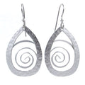 Silver Forest Hammered Tear with Coil Earrings