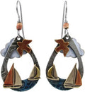 Silver Forest Sailboats and Bird Earrings