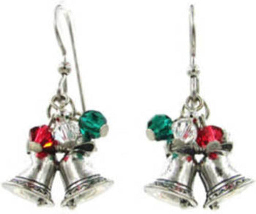 Silver Forest Christmas Bells Earrings