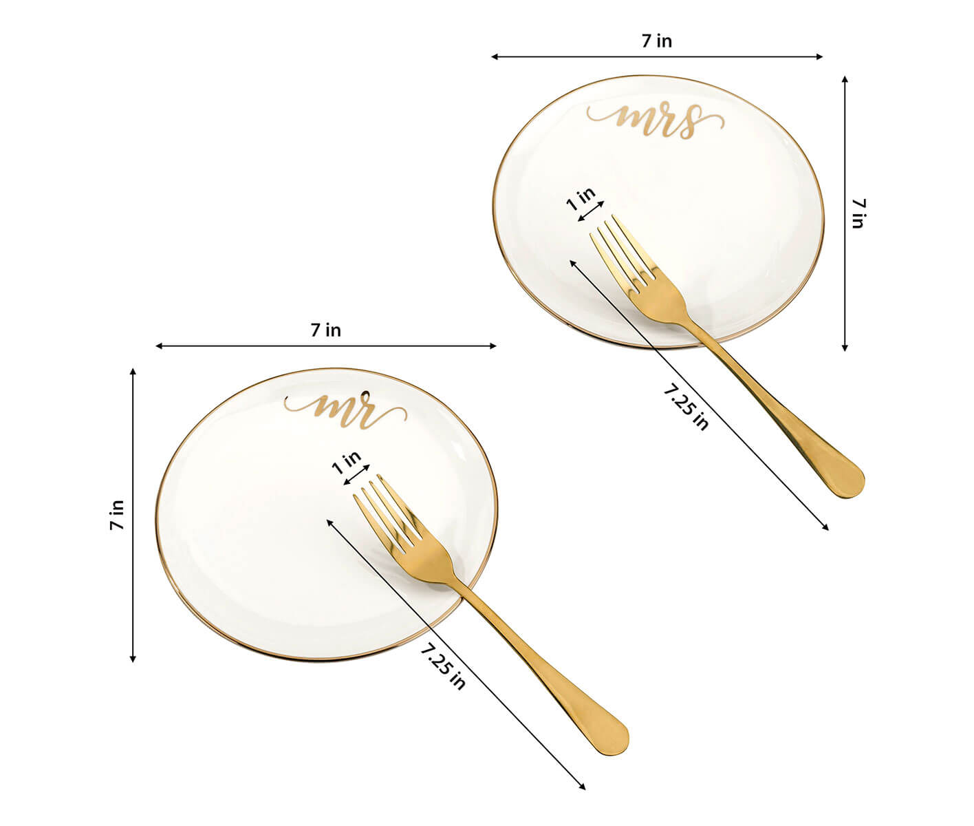 Mr and Mrs Cake Plates with 2 Forks Set