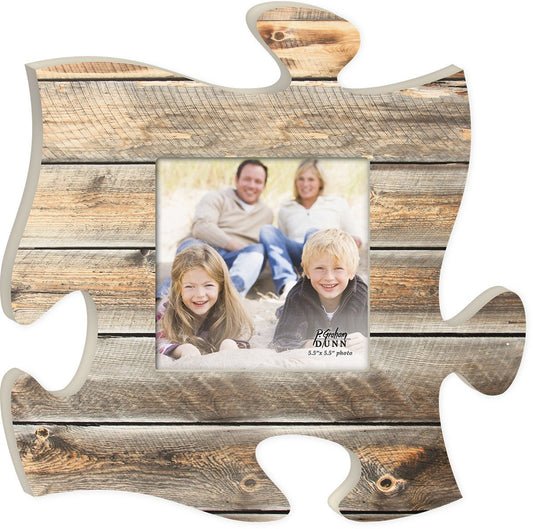 Natural Wood Puzzle Piece Photo Frame