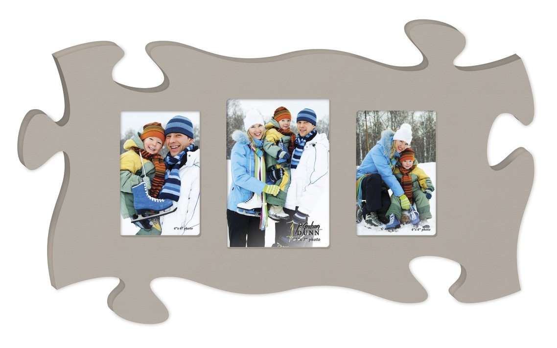 Light Grey Triple Puzzle Piece Photo Frame