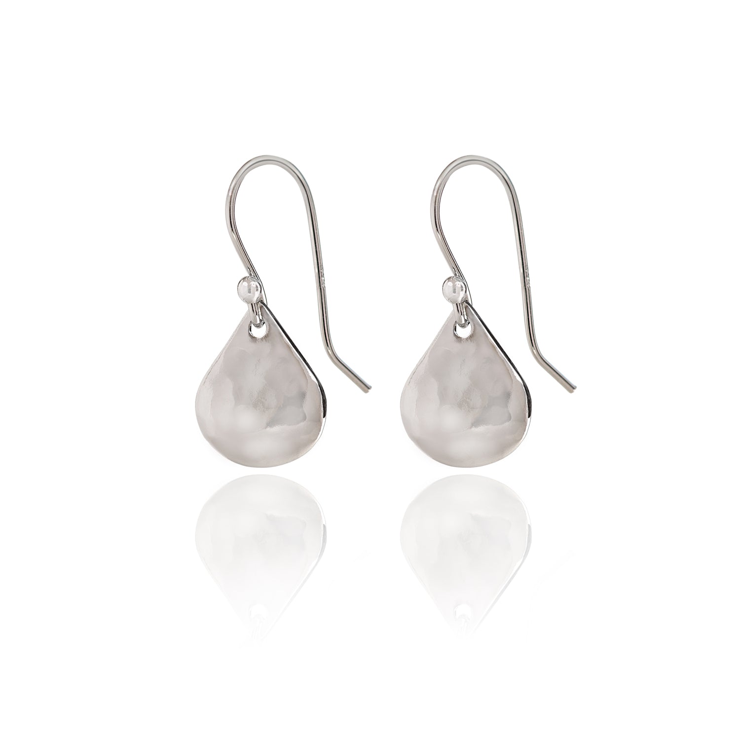 Spirit by Silver Forest Small Silver Hammered Tear Earrings