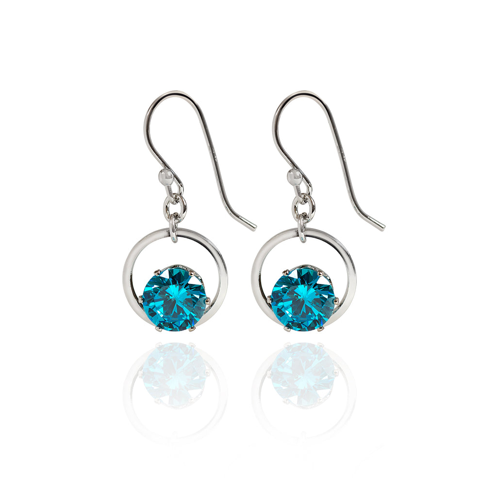 Spirit by Silver Forest Blue CZ Round Earrings