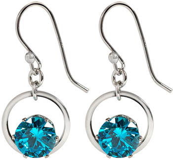 Spirit by Silver Forest Blue CZ Round Earrings