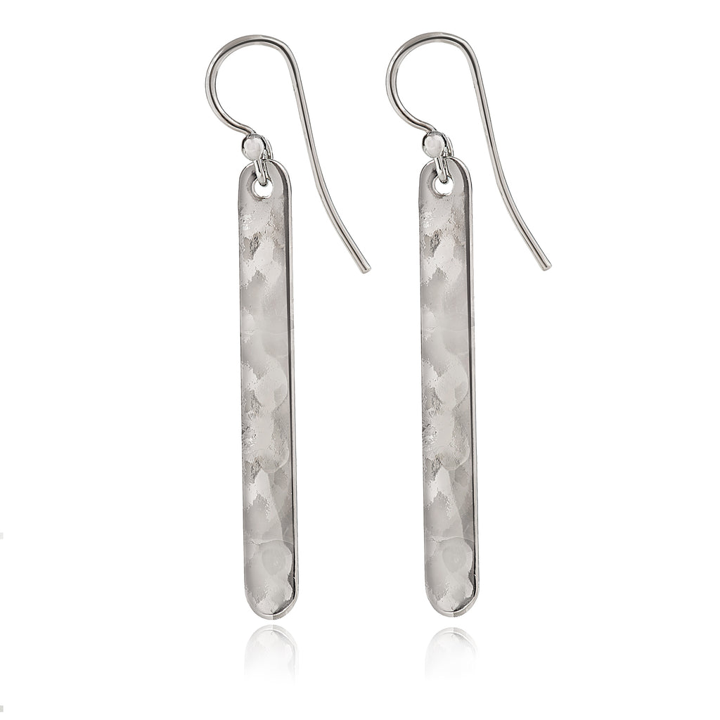 Spirit by Silver Forest Hammered Long Bar Earrings