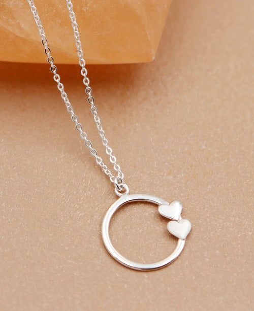 Little Loves Sterling Silver Necklace for Mom, 2 Hearts