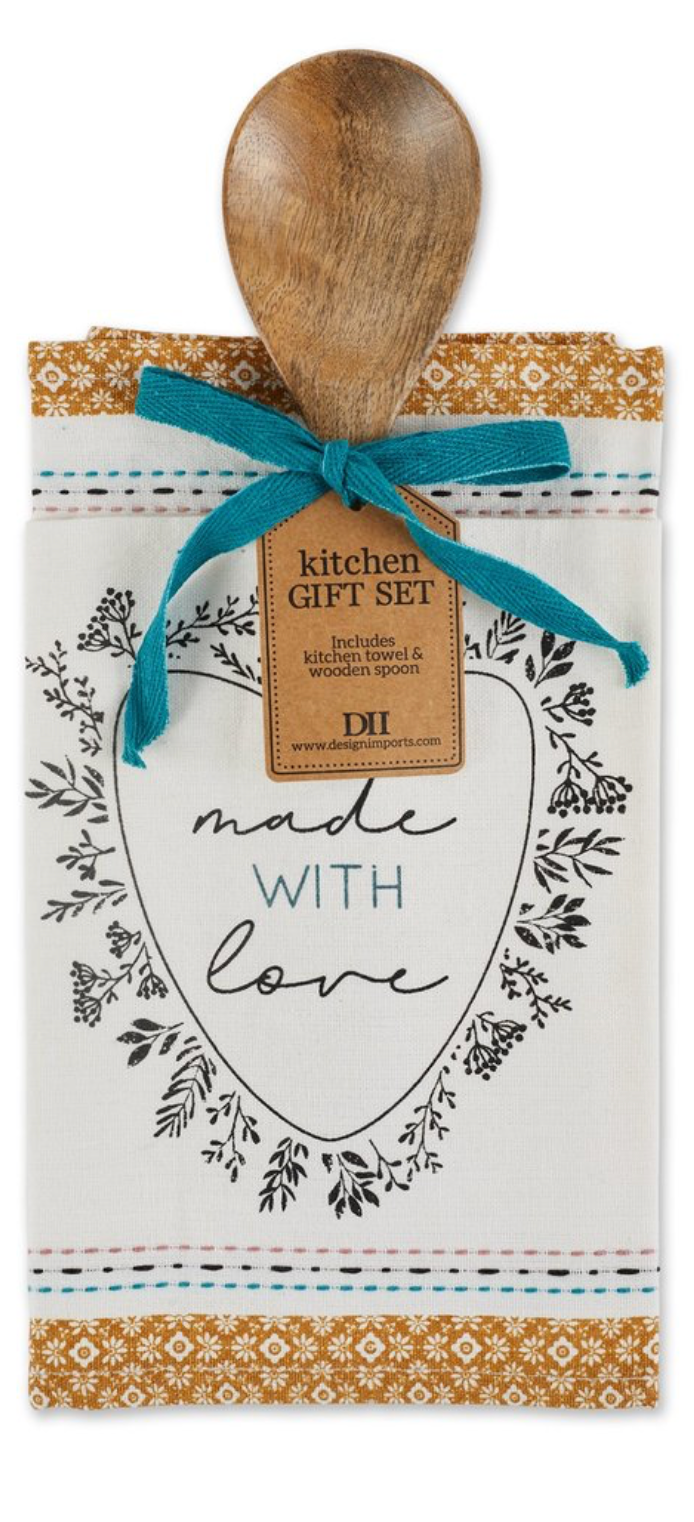 Dish Towel and Wood Spoon Gift Set