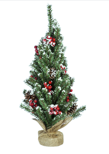 Snow and Berry Covered Tree Table Décor
