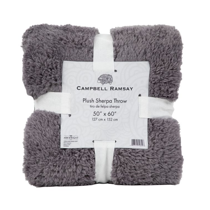 Plush Sherpa Throw Blankets, 50x60 in, Assorted Solid Colors