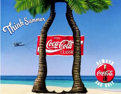 Coca Cola Classic Palm Metal Tin Sign Think Summer