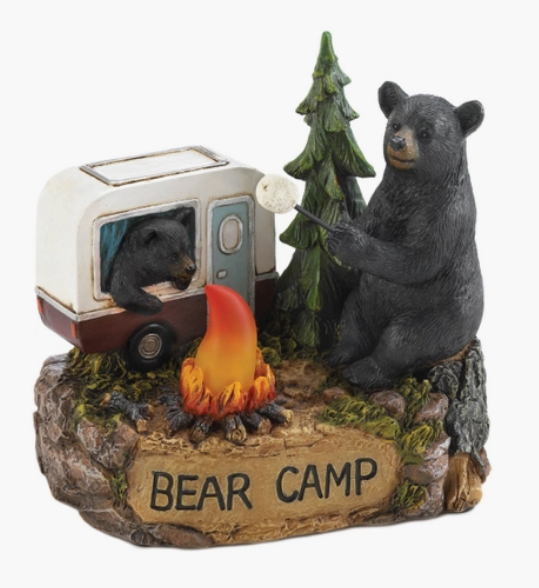 Camping Bear Family Light Up Figurine