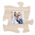 Tan Woodgrain Background Puzzle Piece Photo Frame